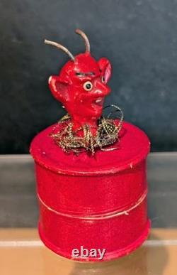 Vintage German Krampus Devil Candy Container Box Composition Head Tinsel 1950s