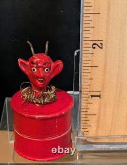 Vintage German Krampus Devil Candy Container Box Composition Head Tinsel 1950s