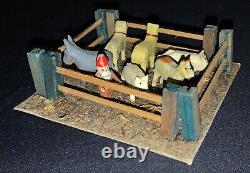 Vintage German Miniature Putz Erzgebirge Fenced Farm Scene (6) Animals & Man
