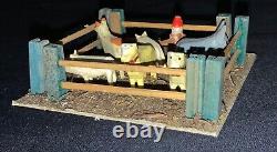 Vintage German Miniature Putz Erzgebirge Fenced Farm Scene (6) Animals & Man