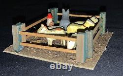 Vintage German Miniature Putz Erzgebirge Fenced Farm Scene (6) Animals & Man