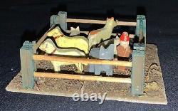 Vintage German Miniature Putz Erzgebirge Fenced Farm Scene (6) Animals & Man