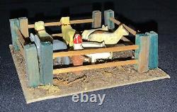 Vintage German Miniature Putz Erzgebirge Fenced Farm Scene (6) Animals & Man