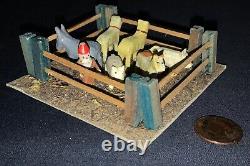 Vintage German Miniature Putz Erzgebirge Fenced Farm Scene (6) Animals & Man