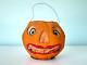 Vintage German Papier Mâché Halloween Jack O'lantern With Original Face Insert