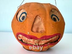 Vintage German Papier Mâché Halloween Jack O'Lantern with Original Face Insert