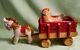 Vintage German Steiff Horse Pulling Wooden Easter Wagon With Hen