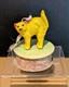 Vintage German Yellow Cat Miniature Box Candy Container Favor Pin 1950s 1960s