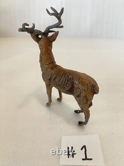 Vintage Germany Cast Metal Christmas Reindeers Deer Elk 7 Pieces