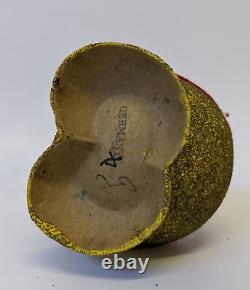 Vintage Germany Christmas Santa Nodder Paper Mache Gold Glitter CANDY CONTAINER