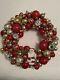 Vintage Glass Ornament Wreathchristmas Holiday Wreath Handmade Shiny Bright 22