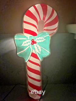 Vintage Glolite Illuminated Candy Cane Christmas Wall Decoration With Box USA