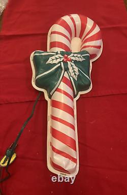 Vintage Glolite Illuminated Candy Cane Christmas Wall Decoration With Box USA