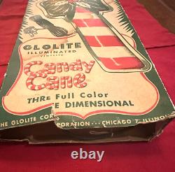 Vintage Glolite Illuminated Candy Cane Christmas Wall Decoration With Box USA