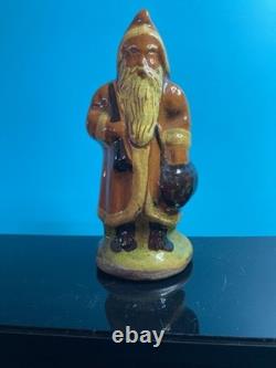 Vintage Greg Shooner Primitive Redware Pottery Santa Claus Shooner