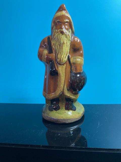 Vintage Greg Shooner Primitive Redware Pottery Santa Claus Shooner