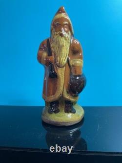 Vintage Greg Shooner Primitive Redware Pottery Santa Claus Shooner