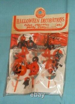 Vintage HALLOWEEN CAKE CUPCAKE TOPPERS decorations party favors picks package