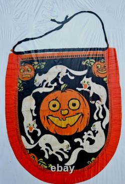 Vintage HALLOWEEN c1920s CREPE PAPER Apron SMILING JOL Cat Cats WOW! Carpentier