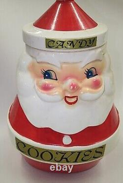 Vintage HOLT HOWARD Christmas Santa Cookie & Candy Jar Amazing Condition