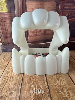 Vintage Hallmark Glow In The Dark Fangs Vampire Teeth Blow Mold 11 Candy Bowl