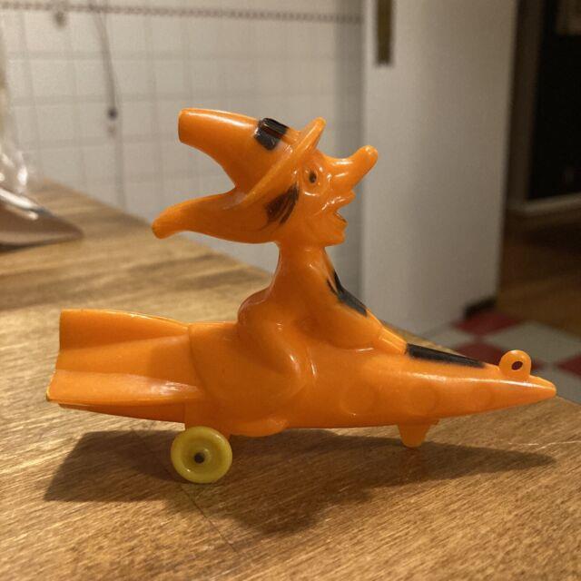 Vintage Halloween 1950's Rosbro Orange Witch Riding On A Rocket Candy Container