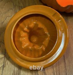 Vintage Halloween Atlantic Mold 2pc Ceramic Lighted Pumpkin Jack O Lantern 9
