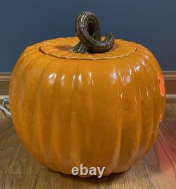 Vintage Halloween Atlantic Mold 2pc Ceramic Lighted Pumpkin Jack O Lantern 9
