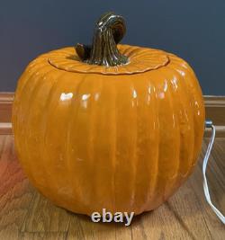 Vintage Halloween Atlantic Mold 2pc Ceramic Lighted Pumpkin Jack O Lantern 9