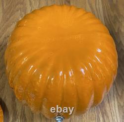 Vintage Halloween Atlantic Mold 2pc Ceramic Lighted Pumpkin Jack O Lantern 9