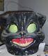 Vintage Halloween Black Cat Head Candy Holder Papier Mache 5 1/2 Rare