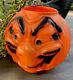 Vintage Halloween Blow Mold Pumpkin Topstone Rubber Trick Or Treat Pail Rare