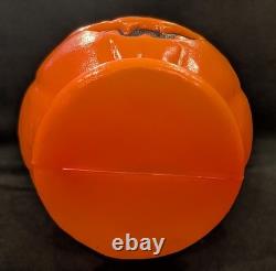 Vintage Halloween Blow Mold Pumpkin with Witch Hat and Witch Sticker