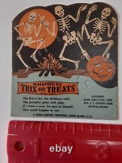 Vintage Halloween Cardboard Diecut Die Cut Rosen Skeleton Sucker Card Set B 50's