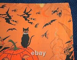 Vintage Halloween Crepe Paper Witches, Black Cats, Jack O'lanterns