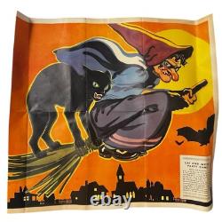 Vintage Halloween Game Pin the Tail on the Cat and Witch by Whitman #3016 Vintage Halloween Game Pin the Tail on the Cat and Witch by Whitman #3016