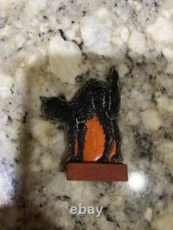 Vintage Halloween German 1920 Table favor Skittle Game Pc. Black Cat Arched
