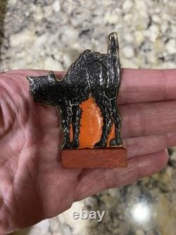 Vintage Halloween German 1920 Table favor Skittle Game Pc. Black Cat Arched