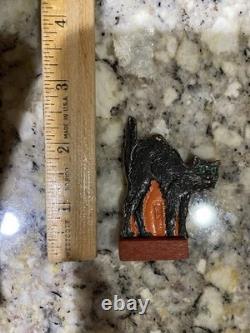 Vintage Halloween German 1920 Table favor Skittle Game Pc. Black Cat Arched
