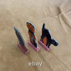 Vintage Halloween German 1920 Table favors Skittle Game PCs Owl Pump Maid Cat 3