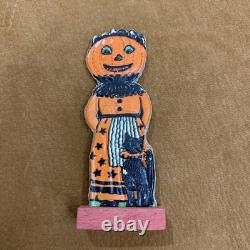 Vintage Halloween German 1920 Table favors Skittle Game PCs Owl Pump Maid Cat 3