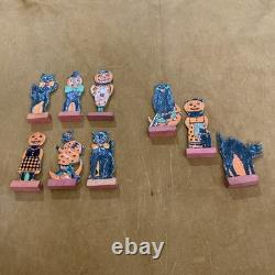 Vintage Halloween German 1920 Table favors Skittle Game PCs Owl Pump Maid Cat 3
