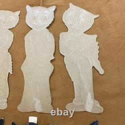 Vintage Halloween H. E. Luhrs Black Cat Die cut Musicians Orange Set Of 8