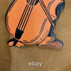 Vintage Halloween H. E. Luhrs Black Cat Die cut Musicians Orange Set Of 8