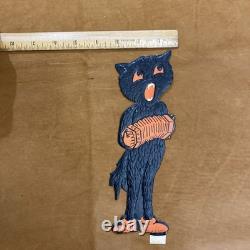 Vintage Halloween H. E. Luhrs Black Cat Die cut Musicians Orange Set Of 8
