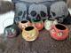 Vintage Halloween Mini Set Of Six Lantern/buckets Paper Mache-3''h