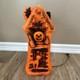 Vintage Halloween Orange 17 Haunted House Light Up Blow Mold Decoration Works