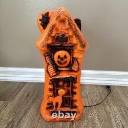 Vintage Halloween Orange 17 Haunted House Light Up Blow Mold Decoration WORKS