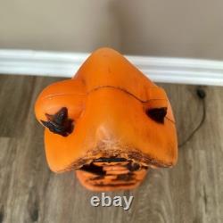 Vintage Halloween Orange 17 Haunted House Light Up Blow Mold Decoration WORKS