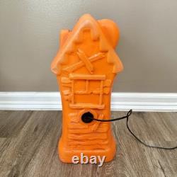 Vintage Halloween Orange 17 Haunted House Light Up Blow Mold Decoration WORKS